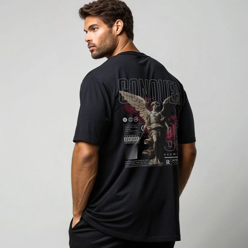 Forged to conquer oversized graphic tshirt